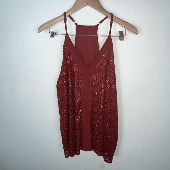 Sparkle Burgundy Lined Racerback Back Adjustable Strap Tank - Picture 1 of 7